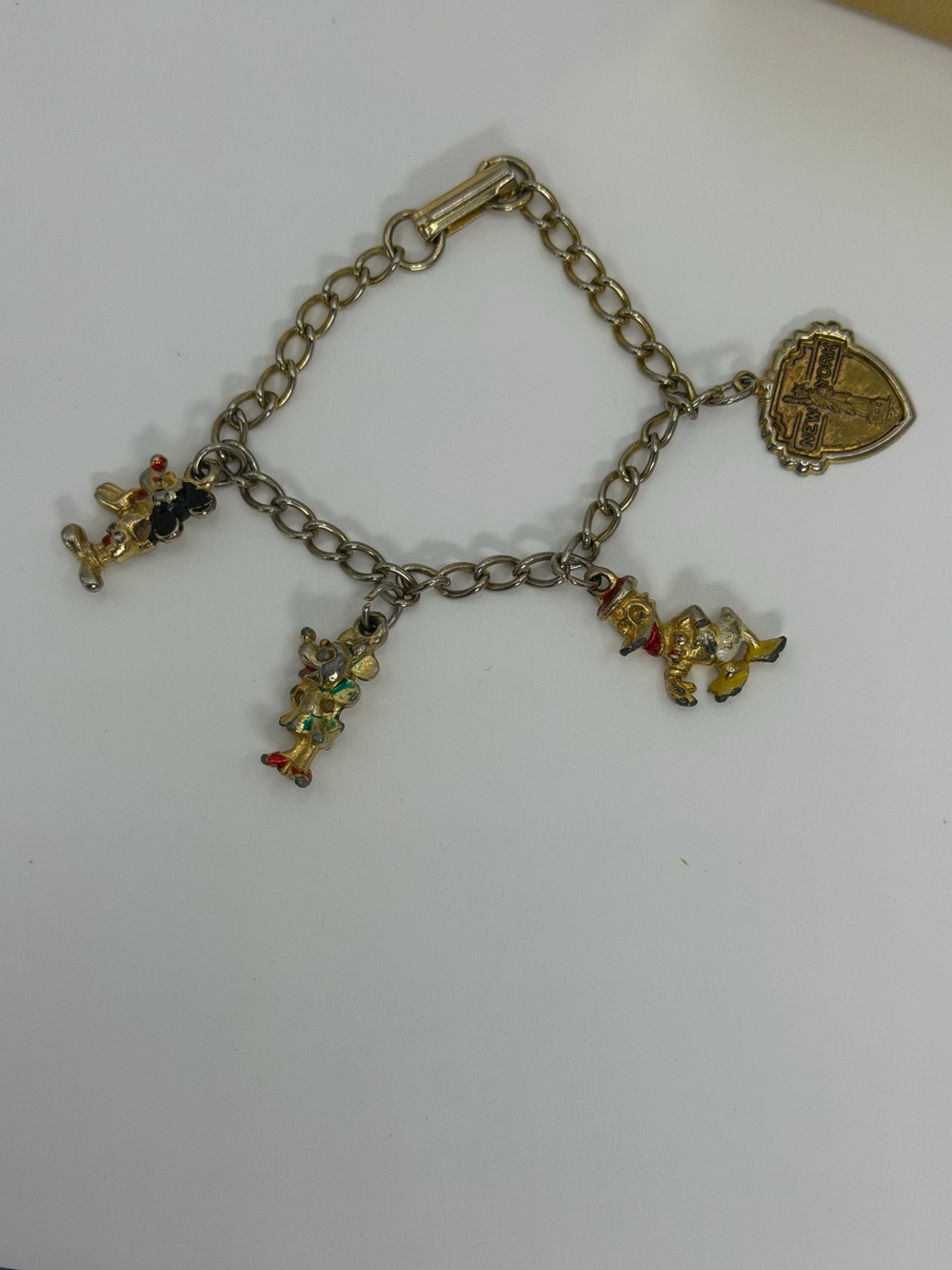 Disney Gold-Tone Enamel Character Charm Bracelet with Colorful Accents